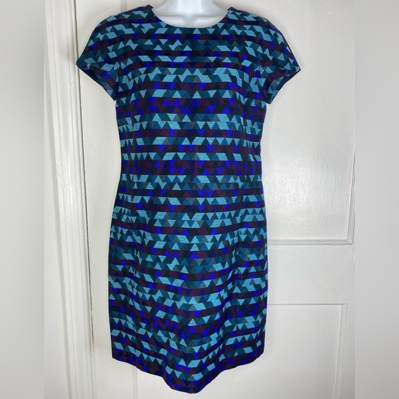 J Crew Geometric Blue and Black Dress - Picture 1 of 6